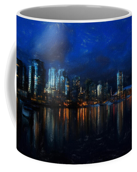 Landscape Coffee Mug featuring the painting Vancouver at Dusk by Dean Wittle