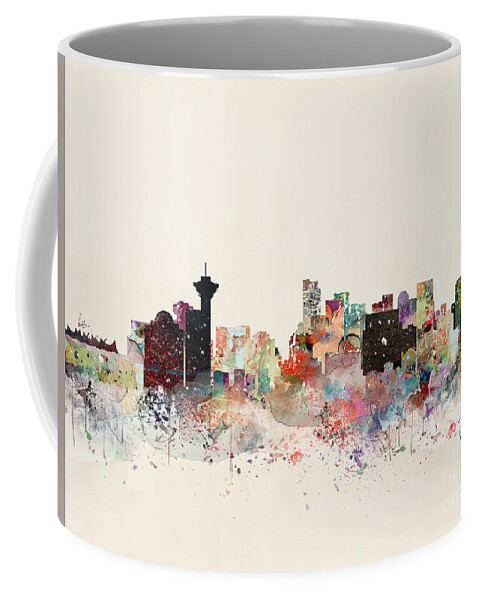 Vancouver Skyline Coffee Mug featuring the painting Vancouver Skyline by Bri Buckley