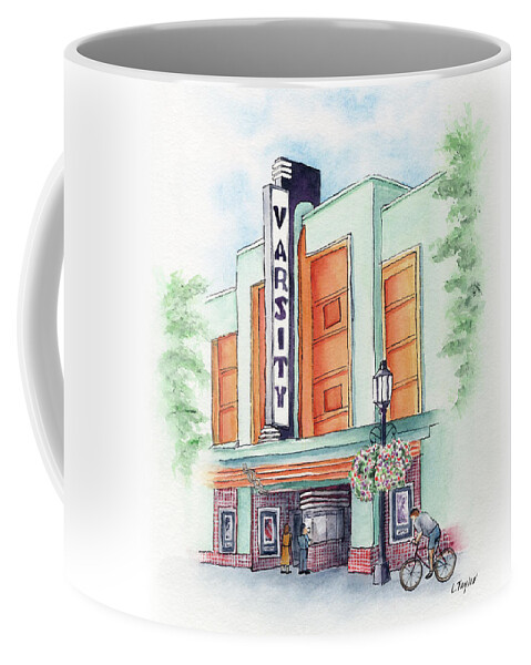 Old Theater Coffee Mug featuring the painting Varsity on Main by Lori Taylor