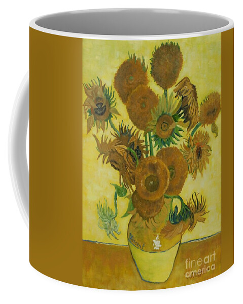 Sunflowers Coffee Mug featuring the painting Vase withFifteen Sunflowers by Bob Williams