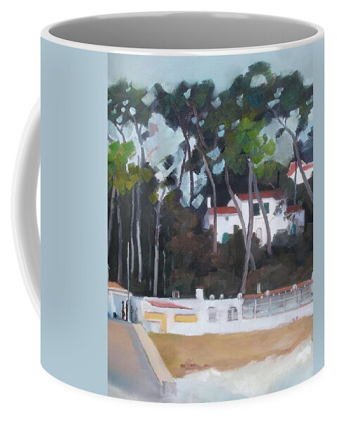 Mer Coffee Mug featuring the painting Vaux Sur Mer 17 by Kim PARDON