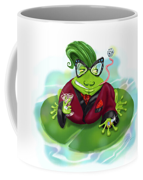 Frogs Coffee Mug featuring the mixed media Vegas Frog Bachelor Pad by Shari Warren