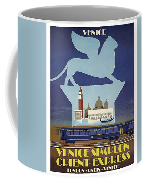 Venice Coffee Mug featuring the painting Venice, railway poster by Long Shot