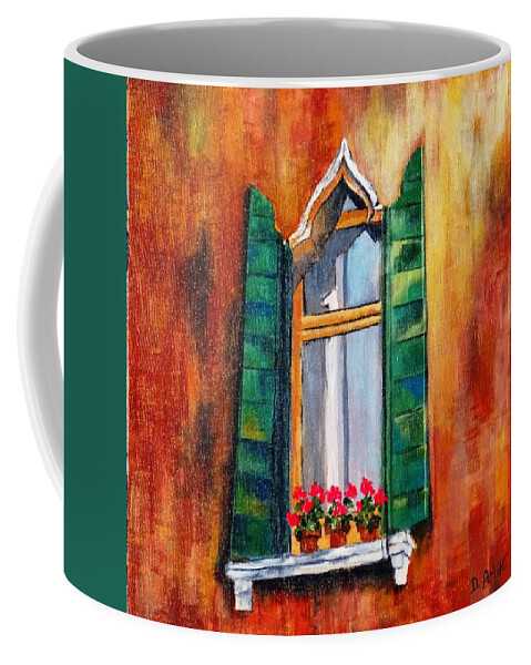 Venice Coffee Mug featuring the painting Venice Window by Diane Arlitt