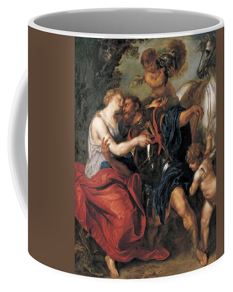 Studio Of Anthony Van Dyck Coffee Mug featuring the painting Venus disarming Mars by Studio of Anthony van Dyck