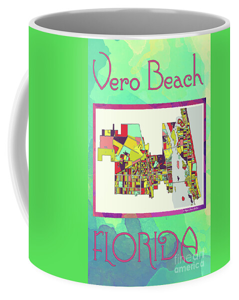 Indian River Coffee Mug featuring the digital art Vero Beach Map4 by Megan Dirsa-DuBois