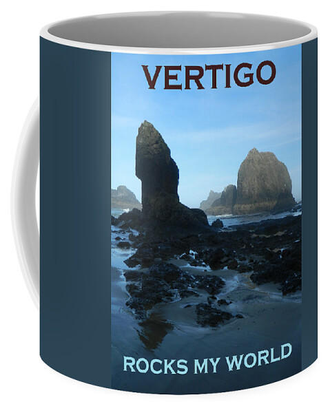 An Early Morning Low Tide Beach Scene With Large Rocks At Oceanside Beach Coffee Mug featuring the photograph Vertigo Rocks My World Two by Gallery Of Hope 