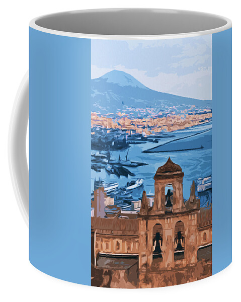 Landscape Coffee Mug featuring the painting Vesuvio, panorama from Naples by AM FineArtPrints
