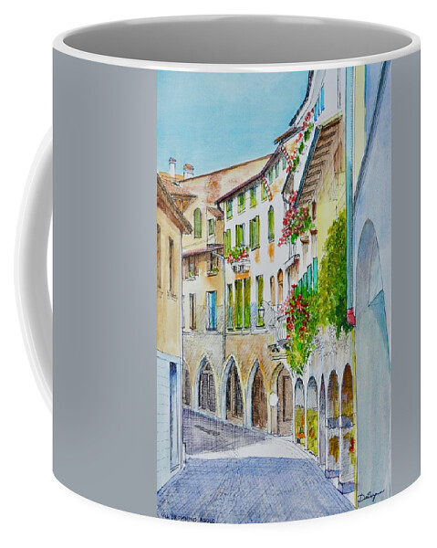 Village Coffee Mug featuring the painting Via Browning Asolo Italy by Dai Wynn
