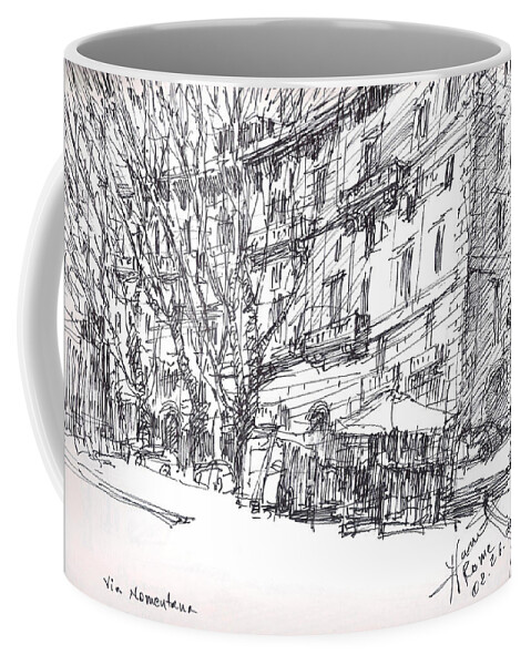 Rome Coffee Mug featuring the drawing Via Nomentana Rome by Ylli Haruni
