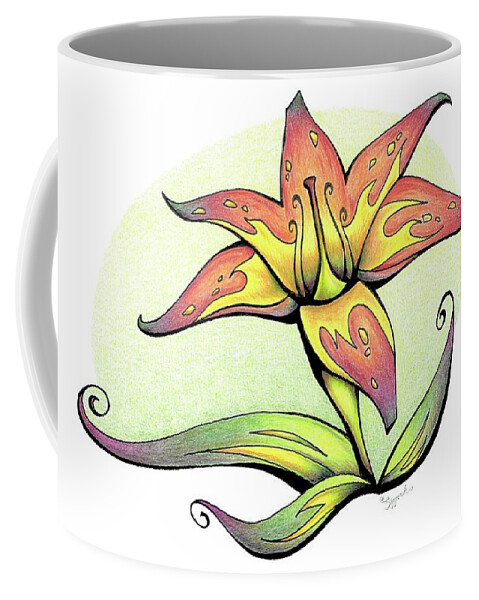 Nature Coffee Mug featuring the drawing Vibrant Flower 4 Tiger Lily by Sipporah Art and Illustration
