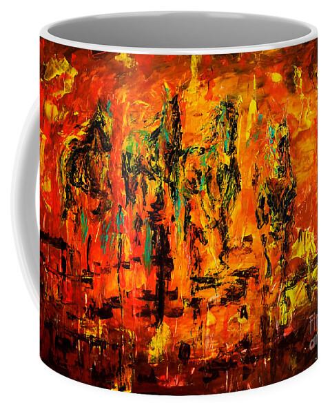 Horses Coffee Mug featuring the painting Vibrant Horses by Lidija Ivanek - SiLa