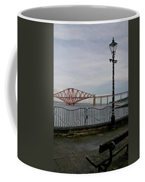 Forth Rail Bridge Coffee Mug featuring the photograph View at the Forth rail bridge from High Street in South Queensferry by Elena Perelman