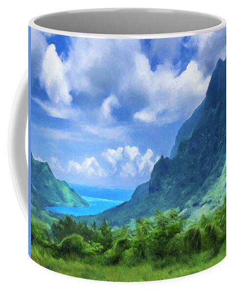 Tahiti Coffee Mug featuring the painting View of Cook's Bay Mo'orea by Dominic Piperata