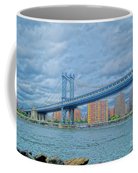 Bridge Coffee Mug featuring the photograph View of the Manhattan Bridge by Onedayoneimage Photography