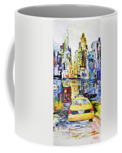 Art Coffee Mug featuring the painting View To Manhattan by Jack Diamond