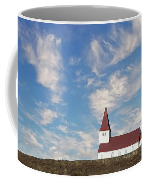 Architecture Coffee Mug featuring the photograph Vik Church 1 by Jerry Fornarotto