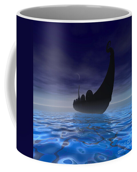 Ancient Coffee Mug featuring the painting Viking Ship by Corey Ford
