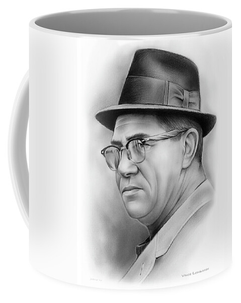 Vince Lombardi Coffee Mug featuring the drawing Vince Lombardi by Greg Joens
