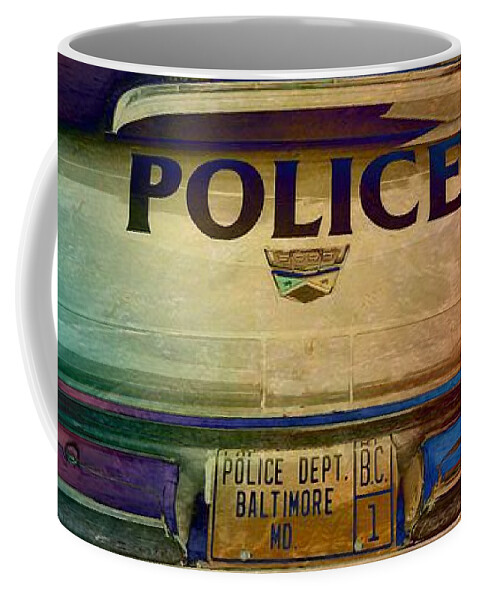Vintage Coffee Mug featuring the photograph Vintage Baltimore Police Department Car by Marianna Mills