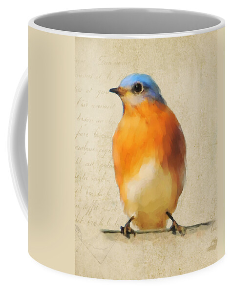 Bluebird Coffee Mug featuring the painting Vintage Bluebird by Jai Johnson