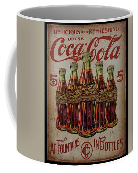 Coca Cola Coffee Mug featuring the photograph vintage Coca Cola sign by Flees Photos