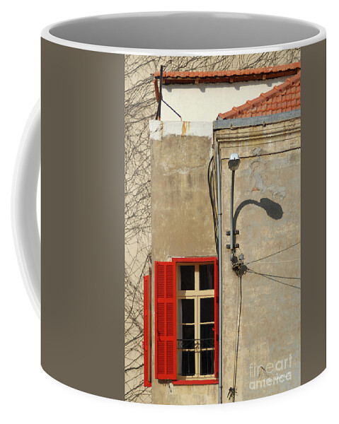 Marc Nader Photo Art Coffee Mug featuring the photograph Vintage Concrete And Red Window, Beirut by Marc Nader