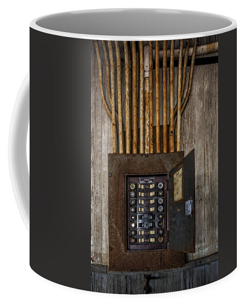 Electrician Coffee Mug featuring the photograph Vintage Electric Panel by Susan Candelario