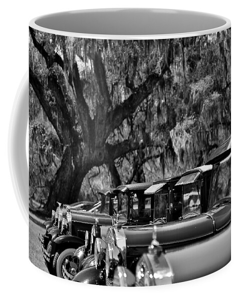 Magnolia Plantation Coffee Mug featuring the photograph Vintage Ford Line-up at Magnolia Plantation - Charleston SC by Donnie Whitaker