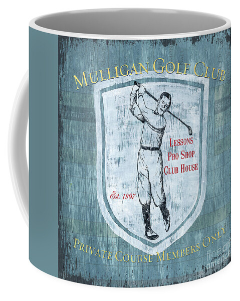 Golf Coffee Mug featuring the painting Vintage Golf Blue 1 by Debbie DeWitt