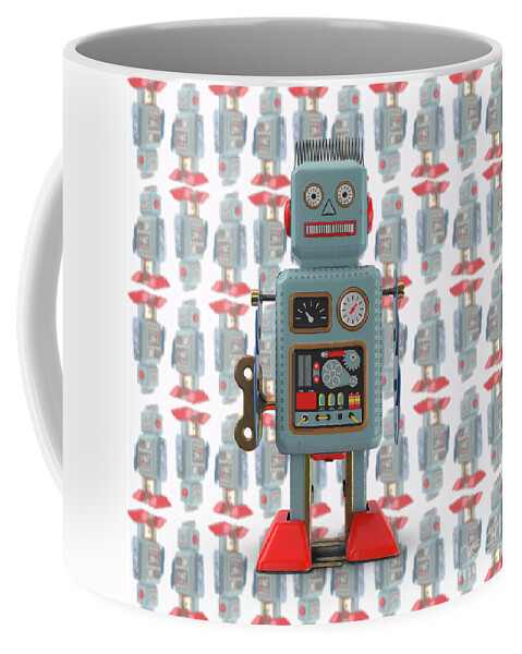 Robot Coffee Mug featuring the photograph Vintage Japanese Toy Robot Design by Edward Fielding