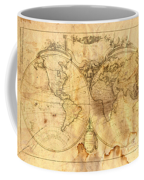 Abstract Coffee Mug featuring the digital art Vintage Map Of The World by Michal Boubin