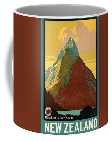 New Zealand Coffee Mug featuring the photograph Vintage New Zealand Travel Poster by George Pedro