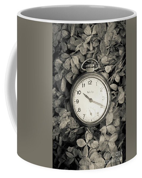 Still Life Coffee Mug featuring the photograph Vintage Pocket Watch Over Flowers by Edward Fielding