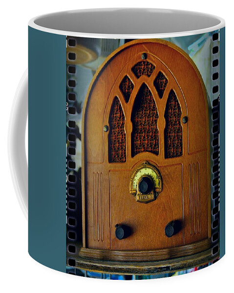 Companion Radio Coffee Mug featuring the digital art Vintage Cathedral Radio by Pamela Smale Williams