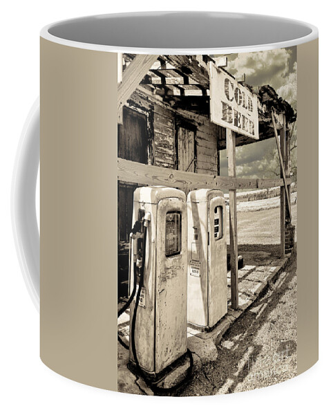 Mancave Coffee Mug featuring the painting Vintage Retro Gas Pumps by Mindy Sommers