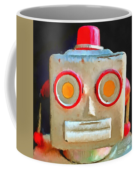 Vintage Coffee Mug featuring the photograph Vintage Robot Toy Square Pop Art by Edward Fielding