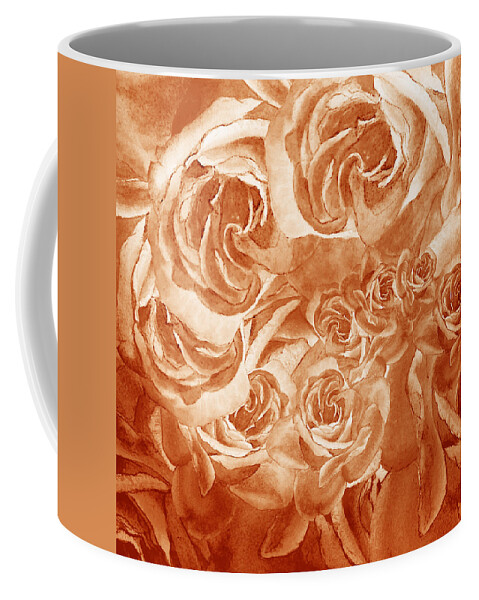 Rose Coffee Mug featuring the painting Vintage Rose Petals Abstract by Irina Sztukowski