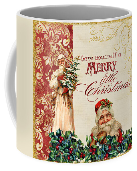Vintage Coffee Mug featuring the painting Vintage Santa Claus - Glittering Christmas by Audrey Jeanne Roberts
