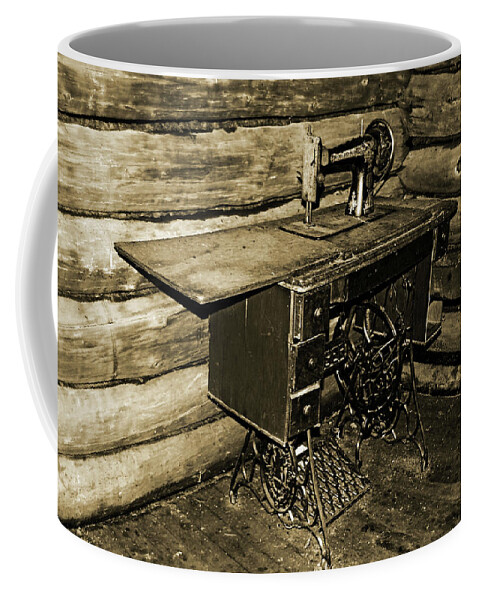 Singer Sewing Machine Coffee Mug featuring the photograph Vintage Singer Sewing Machine by Debbie Oppermann