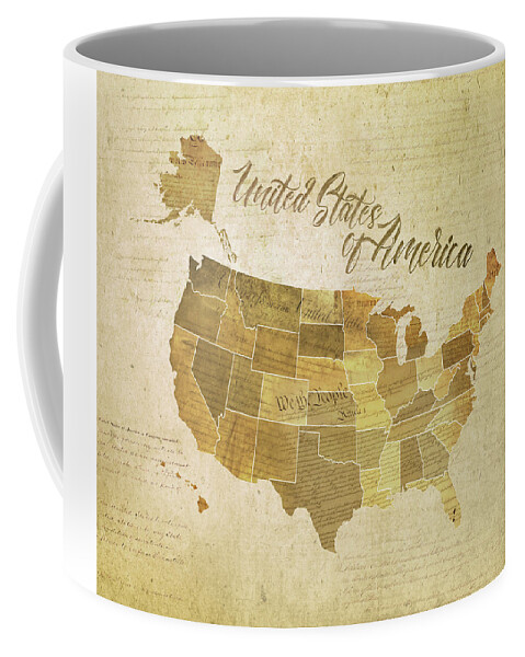 Map Coffee Mug featuring the digital art Vintage United States of America by Laura Ostrowski