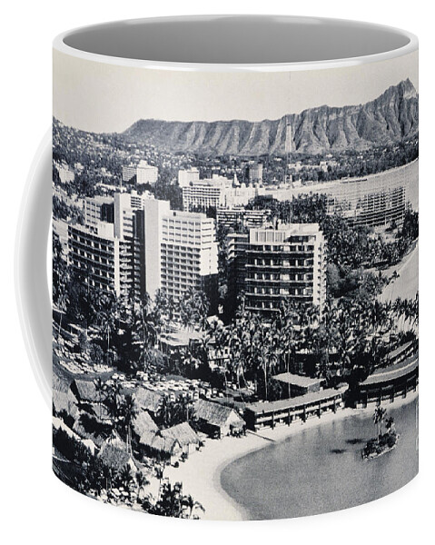 1960 Coffee Mug featuring the photograph Vintage Waikiki Scenic by Hawaiian Legacy Archive - Printscapes