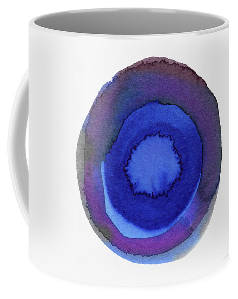 Blue Coffee Mug featuring the painting Violet Drops 1- Art by Linda Woods by Linda Woods