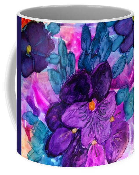 Flower Coffee Mug featuring the painting Violet Fantasy by Eunice Warfel