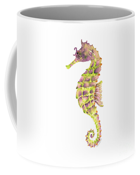Seahorse Painting Coffee Mug featuring the painting Violet Green Seahorse - Square by Amy Kirkpatrick