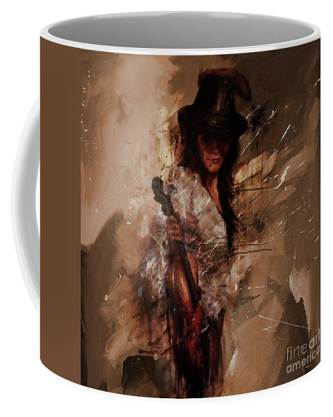 Violin Coffee Mug featuring the painting Violin Lady by Gull G