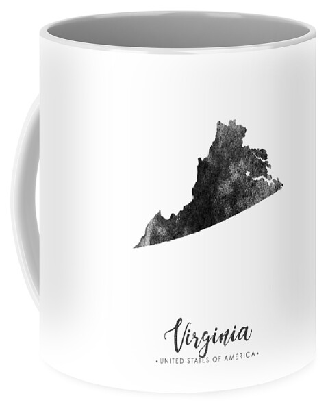Virginia Coffee Mug featuring the mixed media Virginia State Map Art - Grunge Silhouette by Studio Grafiikka