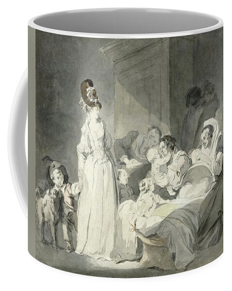 Jean-honore Fragonard Coffee Mug featuring the painting Visit to the Nurse by Jean-Honore Fragonard