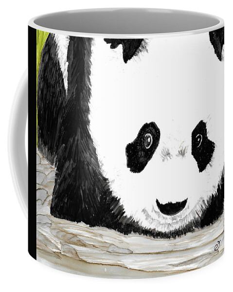 Panda Coffee Mug featuring the painting Vivi's Pet Panda by Eli Tynan