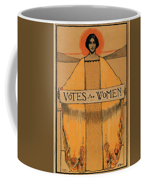 Votes For Women Coffee Mug featuring the mixed media Votes for Women - Vintage Propaganda Poster by Studio Grafiikka